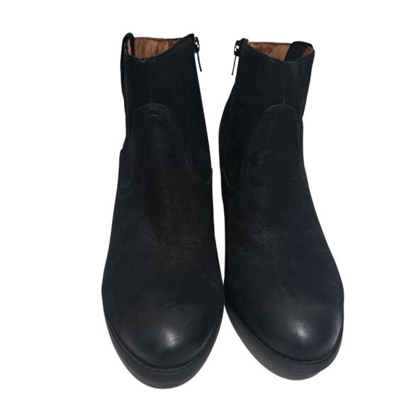 Karl Lagerfeld Paris Elegant Goth Leather Block Heel Ankle Boots Size 7.5 Black - Picture 7 of 15